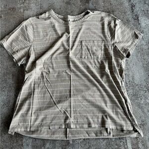 Madewell Beige Striped Short Sleeve Pocket Tee